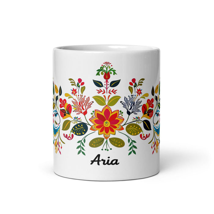 Aria Exclusive Name Art Piece Home Office Work Coffee Mug Mexican Spanish Pride Gift Cup One - Of - A - Kind Calligraphy White Glossy Mug | A17 - Mexicada