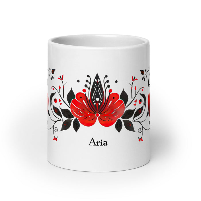 Aria Exclusive Name Art Piece Home Office Work Coffee Mug Mexican Spanish Pride Gift Cup One - Of - A - Kind Calligraphy White Glossy Mug | A19 - Mexicada