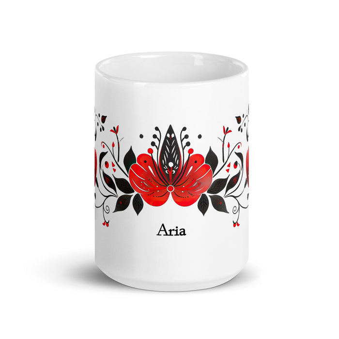 Aria Exclusive Name Art Piece Home Office Work Coffee Mug Mexican Spanish Pride Gift Cup One - Of - A - Kind Calligraphy White Glossy Mug | A19 - Mexicada