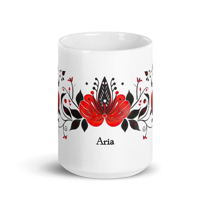 Aria Exclusive Name Art Piece Home Office Work Coffee Mug Mexican Spanish Pride Gift Cup One-Of-A-Kind Calligraphy White Glossy Mug | A19 Mexicada