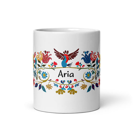 Aria Exclusive Name Art Piece Home Office Work Coffee Mug Mexican Spanish Pride Gift Cup One-Of-A-Kind Calligraphy White Glossy Mug | A20 Mexicada