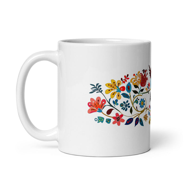 Aria Exclusive Name Art Piece Home Office Work Coffee Mug Mexican Spanish Pride Gift Cup One-Of-A-Kind Calligraphy White Glossy Mug | A20 Mexicada