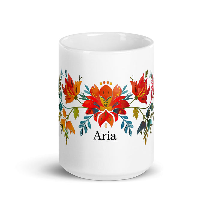 Aria Exclusive Name Art Piece Home Office Work Coffee Mug Mexican Spanish Pride Gift Cup One - Of - A - Kind Calligraphy White Glossy Mug | A4 - Mexicada