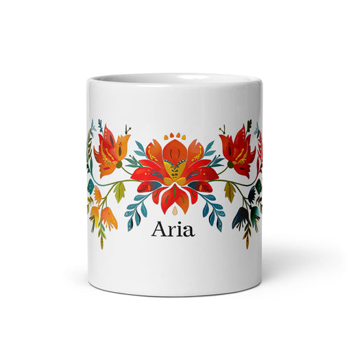 Aria Exclusive Name Art Piece Home Office Work Coffee Mug Mexican Spanish Pride Gift Cup One - Of - A - Kind Calligraphy White Glossy Mug | A4 - Mexicada