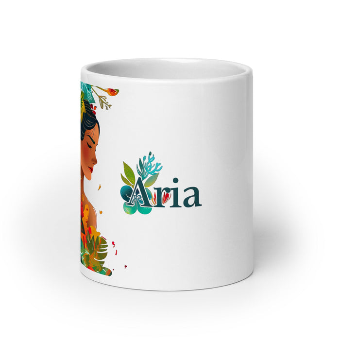 Aria Exclusive Name Art Piece Home Office Work Coffee Mug Mexican Spanish Pride Gift Cup One - Of - A - Kind Calligraphy White Glossy Mug | A5 - Mexicada