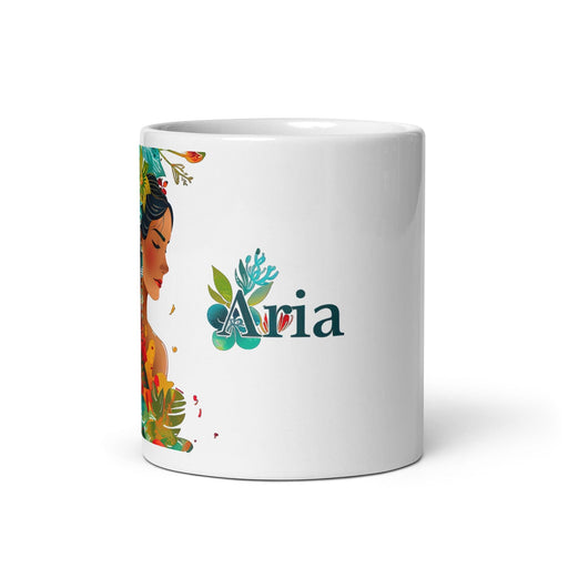 Aria Exclusive Name Art Piece Home Office Work Coffee Mug Mexican Spanish Pride Gift Cup One-Of-A-Kind Calligraphy White Glossy Mug | A5 Mexicada