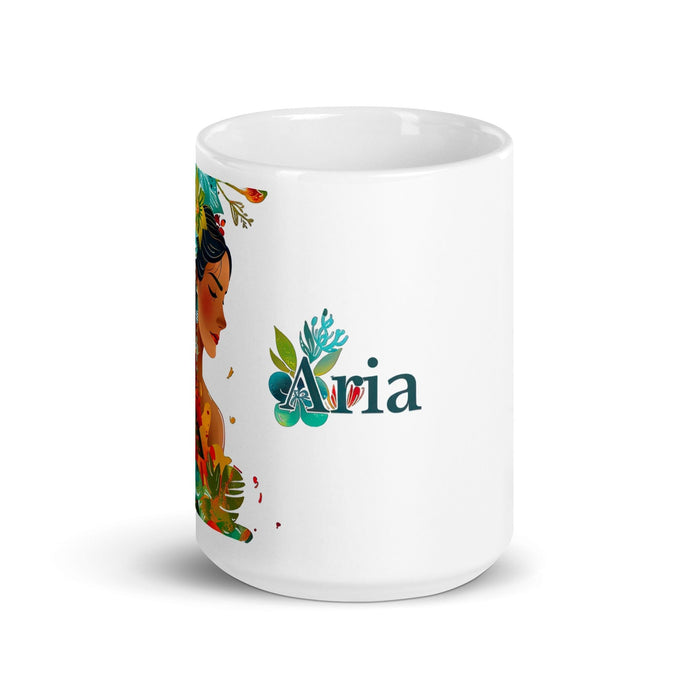 Aria Exclusive Name Art Piece Home Office Work Coffee Mug Mexican Spanish Pride Gift Cup One-Of-A-Kind Calligraphy White Glossy Mug | A5 Mexicada