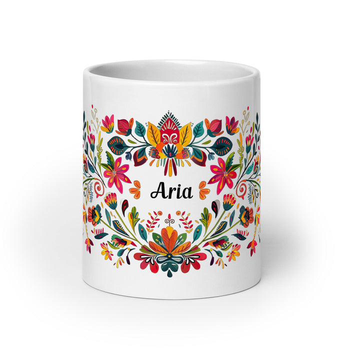 Aria Exclusive Name Art Piece Home Office Work Coffee Mug Mexican Spanish Pride Gift Cup One - Of - A - Kind Calligraphy White Glossy Mug | A6 - Mexicada