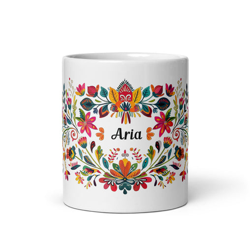 Aria Exclusive Name Art Piece Home Office Work Coffee Mug Mexican Spanish Pride Gift Cup One - Of - A - Kind Calligraphy White Glossy Mug | A6 - Mexicada