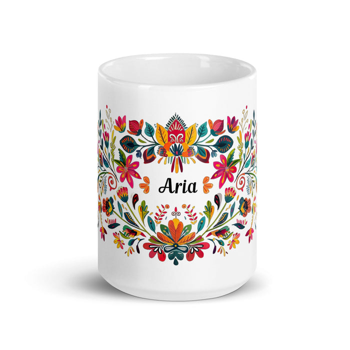 Aria Exclusive Name Art Piece Home Office Work Coffee Mug Mexican Spanish Pride Gift Cup One - Of - A - Kind Calligraphy White Glossy Mug | A6 - Mexicada