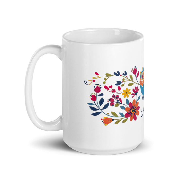 Aria Exclusive Name Art Piece Home Office Work Coffee Mug Mexican Spanish Pride Gift Cup One - Of - A - Kind Calligraphy White Glossy Mug | A7 - Mexicada