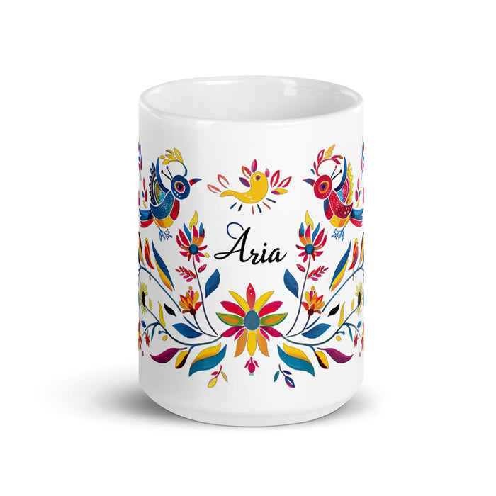 Aria Exclusive Name Art Piece Home Office Work Coffee Mug Mexican Spanish Pride Gift Cup One - Of - A - Kind Calligraphy White Glossy Mug | A9 - Mexicada