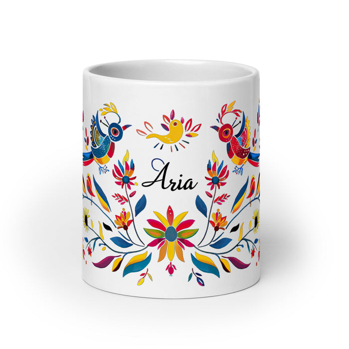 Aria Exclusive Name Art Piece Home Office Work Coffee Mug Mexican Spanish Pride Gift Cup One - Of - A - Kind Calligraphy White Glossy Mug | A9 - Mexicada