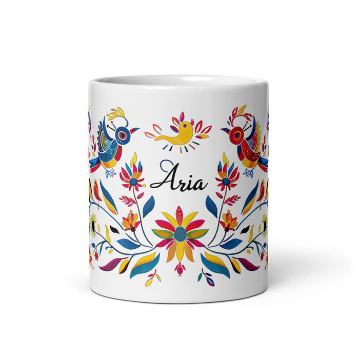 Aria Exclusive Name Art Piece Home Office Work Coffee Mug Mexican Spanish Pride Gift Cup One - Of - A - Kind Calligraphy White Glossy Mug | A9 - Mexicada