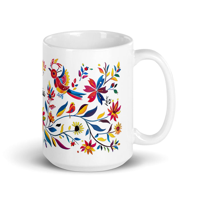 Aria Exclusive Name Art Piece Home Office Work Coffee Mug Mexican Spanish Pride Gift Cup One-Of-A-Kind Calligraphy White Glossy Mug | A9 Mexicada 15 oz