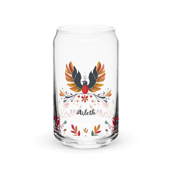 Arleth Exclusive Name Art Piece Can - Shaped Glass Home Office Work Mexican Spanish Pride Gift Cup One - Of - A - Kind Calligraphy Glass | A1 - Mexicada