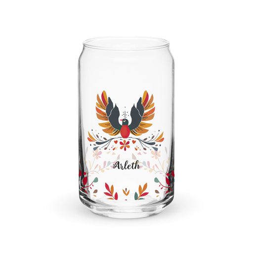 Arleth Exclusive Name Art Piece Can-Shaped Glass Home Office Work Mexican Spanish Pride Gift Cup One-Of-A-Kind Calligraphy Glass | A1 Mexicada 16 oz