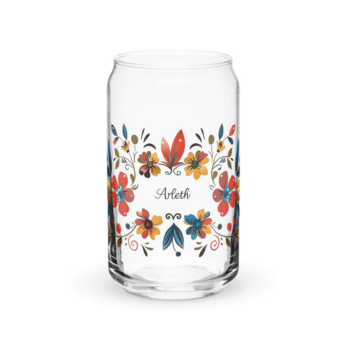 Arleth Exclusive Name Art Piece Can-Shaped Glass Home Office Work Mexican Spanish Pride Gift Cup One-Of-A-Kind Calligraphy Glass | A10 Mexicada 16 oz (No Lid No Straw)