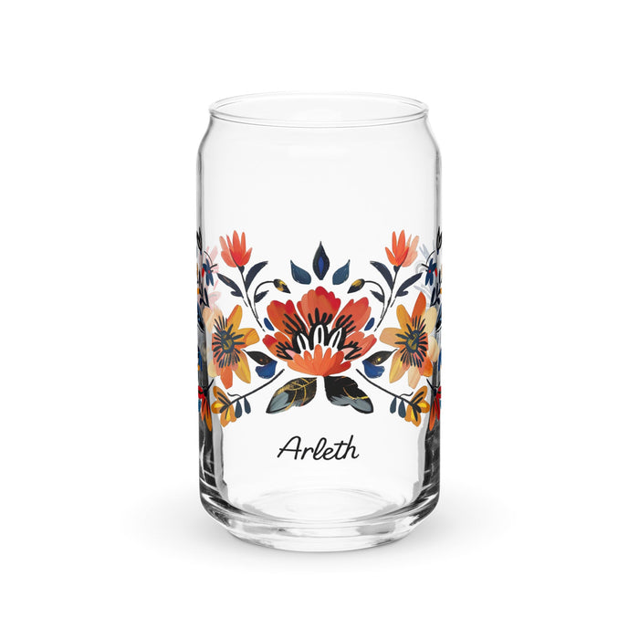 Arleth Exclusive Name Art Piece Can - Shaped Glass Home Office Work Mexican Spanish Pride Gift Cup One - Of - A - Kind Calligraphy Glass | A12 - Mexicada