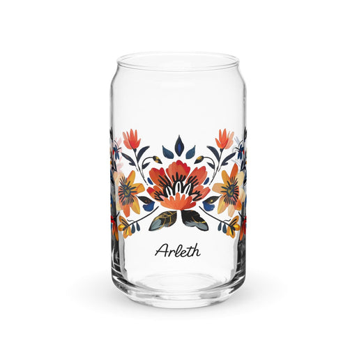 Arleth Exclusive Name Art Piece Can-Shaped Glass Home Office Work Mexican Spanish Pride Gift Cup One-Of-A-Kind Calligraphy Glass | A12 Mexicada 16 oz