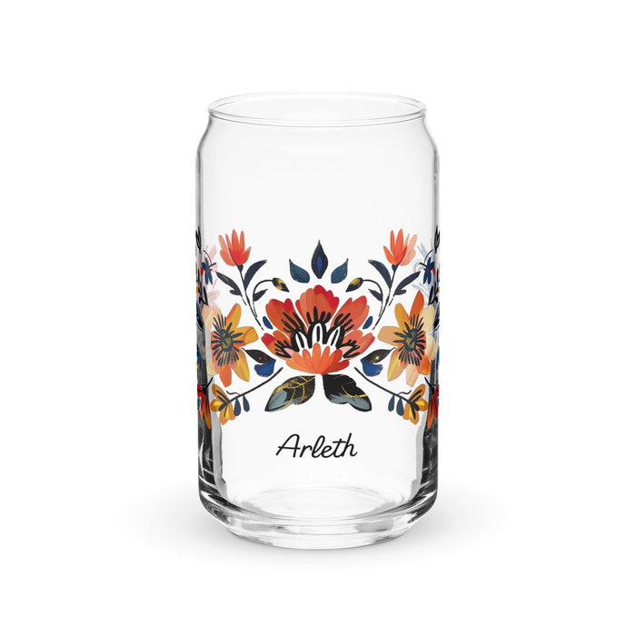 Arleth Exclusive Name Art Piece Can-Shaped Glass Home Office Work Mexican Spanish Pride Gift Cup One-Of-A-Kind Calligraphy Glass | A12 Mexicada 16 oz