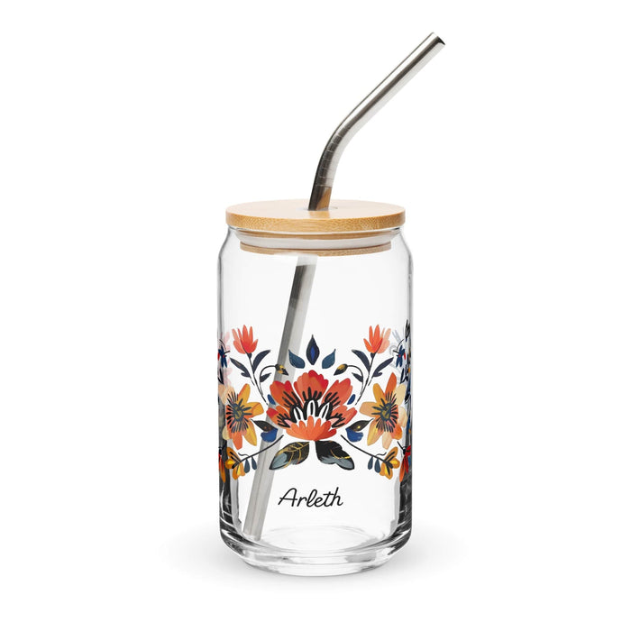 Arleth Exclusive Name Art Piece Can-Shaped Glass Home Office Work Mexican Spanish Pride Gift Cup One-Of-A-Kind Calligraphy Glass | A12 Mexicada 16 oz With Lid & Straw