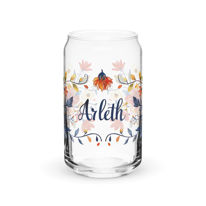 Arleth Exclusive Name Art Piece Can - Shaped Glass Home Office Work Mexican Spanish Pride Gift Cup One - Of - A - Kind Calligraphy Glass | A15 - Mexicada