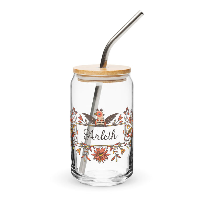 Arleth Exclusive Name Art Piece Can - Shaped Glass Home Office Work Mexican Spanish Pride Gift Cup One - Of - A - Kind Calligraphy Glass | A16 - Mexicada