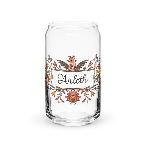 Arleth Exclusive Name Art Piece Can-Shaped Glass Home Office Work Mexican Spanish Pride Gift Cup One-Of-A-Kind Calligraphy Glass | A16 Mexicada 16 oz