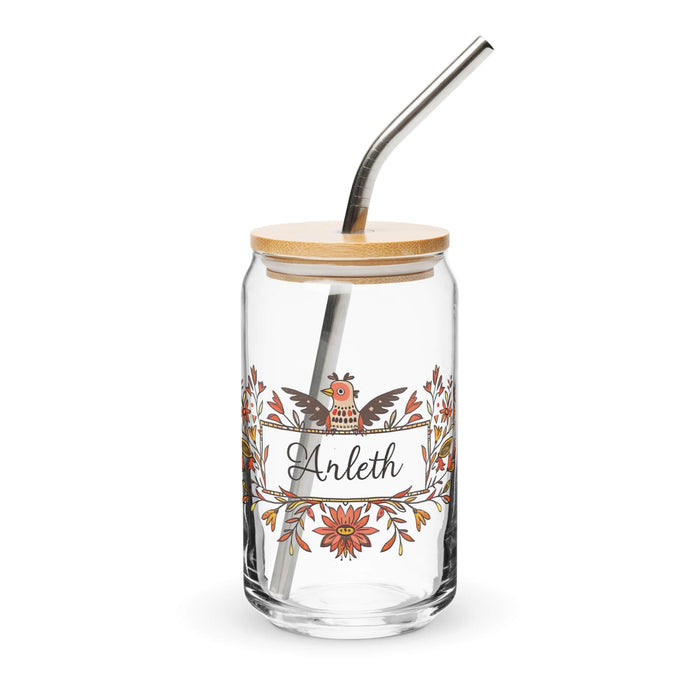 Arleth Exclusive Name Art Piece Can-Shaped Glass Home Office Work Mexican Spanish Pride Gift Cup One-Of-A-Kind Calligraphy Glass | A16 Mexicada 16 oz With Lid & Straw