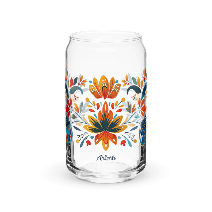 Arleth Exclusive Name Art Piece Can - Shaped Glass Home Office Work Mexican Spanish Pride Gift Cup One - Of - A - Kind Calligraphy Glass | A18 - Mexicada