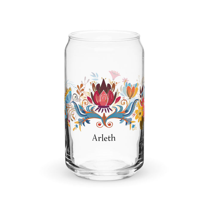 Arleth Exclusive Name Art Piece Can - Shaped Glass Home Office Work Mexican Spanish Pride Gift Cup One - Of - A - Kind Calligraphy Glass | A19 - Mexicada