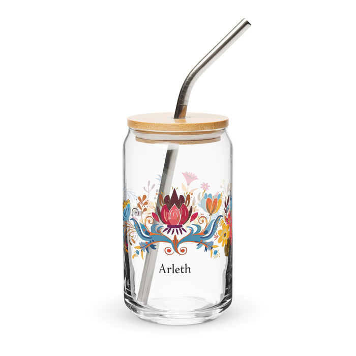 Arleth Exclusive Name Art Piece Can - Shaped Glass Home Office Work Mexican Spanish Pride Gift Cup One - Of - A - Kind Calligraphy Glass | A19 - Mexicada