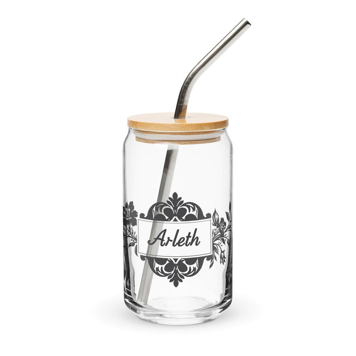 Arleth Exclusive Name Art Piece Can-Shaped Glass Home Office Work Mexican Spanish Pride Gift Cup One-Of-A-Kind Calligraphy Glass | A2 Mexicada 16 oz With Lid & Straw