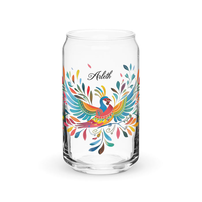 Arleth Exclusive Name Art Piece Can - Shaped Glass Home Office Work Mexican Spanish Pride Gift Cup One - Of - A - Kind Calligraphy Glass | A20 - Mexicada