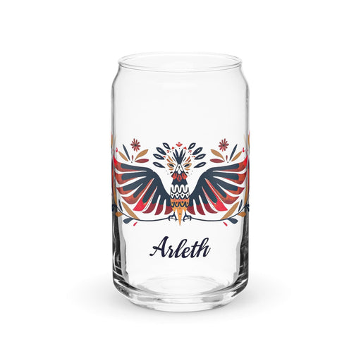 Arleth Exclusive Name Art Piece Can-Shaped Glass Home Office Work Mexican Spanish Pride Gift Cup One-Of-A-Kind Calligraphy Glass | A21 Mexicada 16 oz