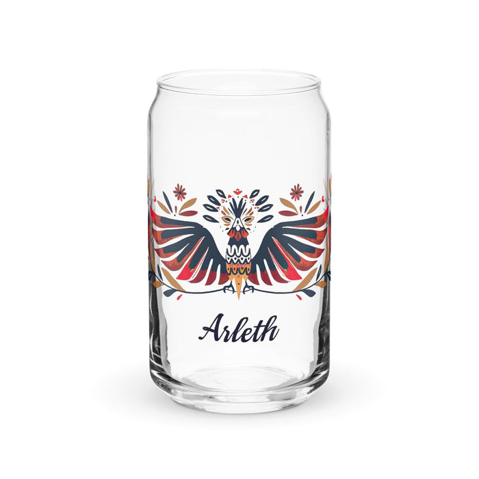 Arleth Exclusive Name Art Piece Can-Shaped Glass Home Office Work Mexican Spanish Pride Gift Cup One-Of-A-Kind Calligraphy Glass | A21 Mexicada 16 oz