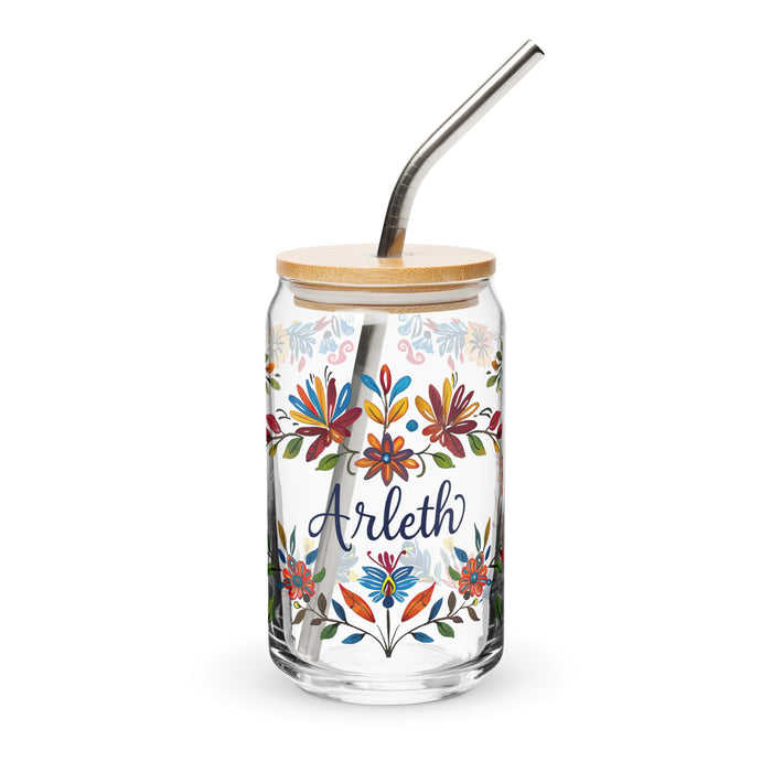 Arleth Exclusive Name Art Piece Can - Shaped Glass Home Office Work Mexican Spanish Pride Gift Cup One - Of - A - Kind Calligraphy Glass | A22 - Mexicada