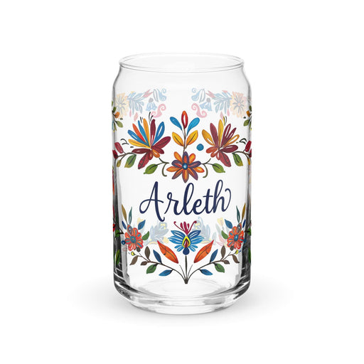 Arleth Exclusive Name Art Piece Can-Shaped Glass Home Office Work Mexican Spanish Pride Gift Cup One-Of-A-Kind Calligraphy Glass | A22 Mexicada 16 oz