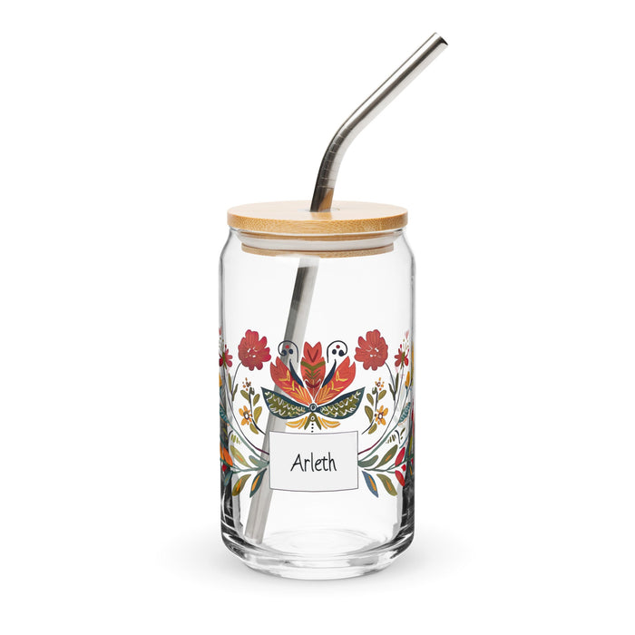 Arleth Exclusive Name Art Piece Can - Shaped Glass Home Office Work Mexican Spanish Pride Gift Cup One - Of - A - Kind Calligraphy Glass | A23 - Mexicada