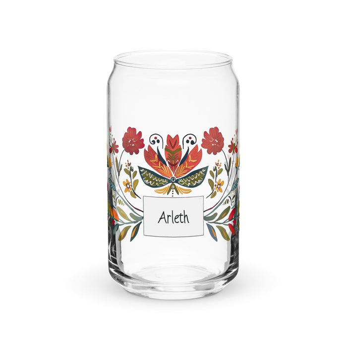 Arleth Exclusive Name Art Piece Can - Shaped Glass Home Office Work Mexican Spanish Pride Gift Cup One - Of - A - Kind Calligraphy Glass | A23 - Mexicada