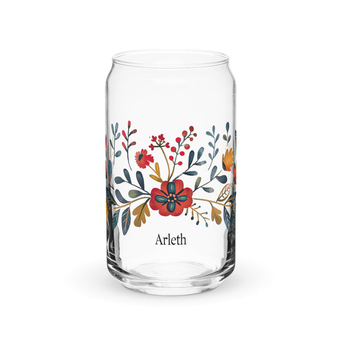 Arleth Exclusive Name Art Piece Can-Shaped Glass Home Office Work Mexican Spanish Pride Gift Cup One-Of-A-Kind Calligraphy Glass | A24 Mexicada 16 oz (No Lid No Straw)