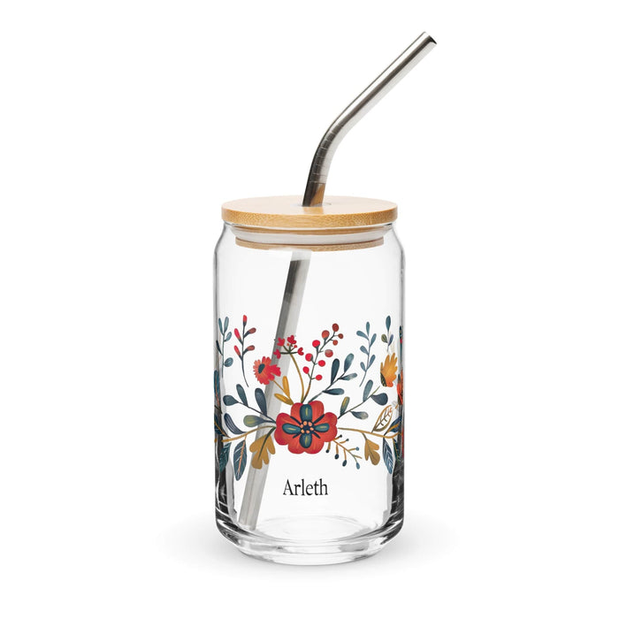 Arleth Exclusive Name Art Piece Can-Shaped Glass Home Office Work Mexican Spanish Pride Gift Cup One-Of-A-Kind Calligraphy Glass | A24 Mexicada 16 oz With Lid & Straw