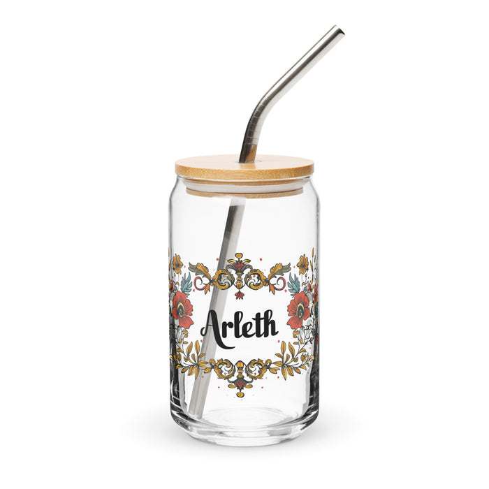 Arleth Exclusive Name Art Piece Can - Shaped Glass Home Office Work Mexican Spanish Pride Gift Cup One - Of - A - Kind Calligraphy Glass | A25 - Mexicada