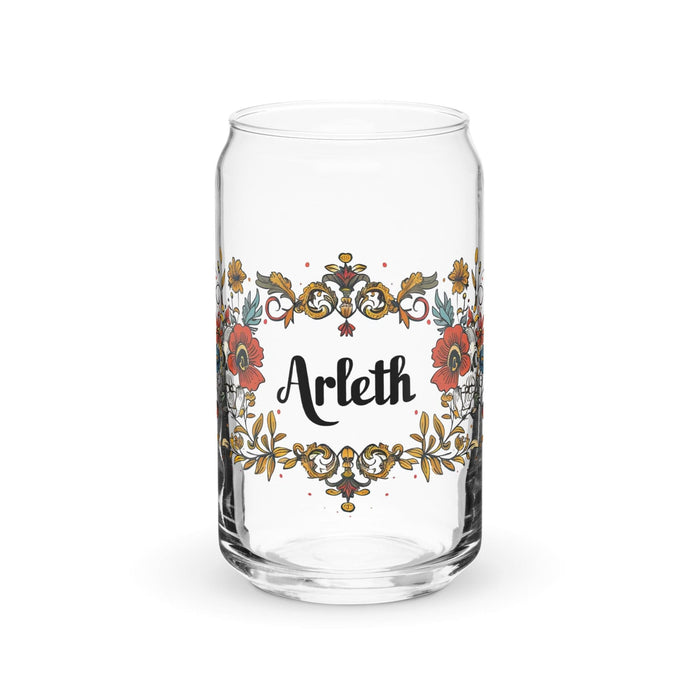 Arleth Exclusive Name Art Piece Can-Shaped Glass Home Office Work Mexican Spanish Pride Gift Cup One-Of-A-Kind Calligraphy Glass | A25 Mexicada 16 oz