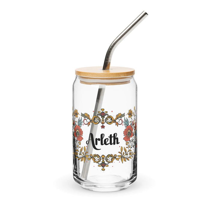 Arleth Exclusive Name Art Piece Can-Shaped Glass Home Office Work Mexican Spanish Pride Gift Cup One-Of-A-Kind Calligraphy Glass | A25 Mexicada 16 oz With Lid & Straw