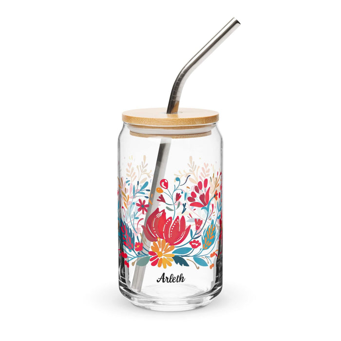 Arleth Exclusive Name Art Piece Can-Shaped Glass Home Office Work Mexican Spanish Pride Gift Cup One-Of-A-Kind Calligraphy Glass | A26 Mexicada 16 oz With Lid & Straw