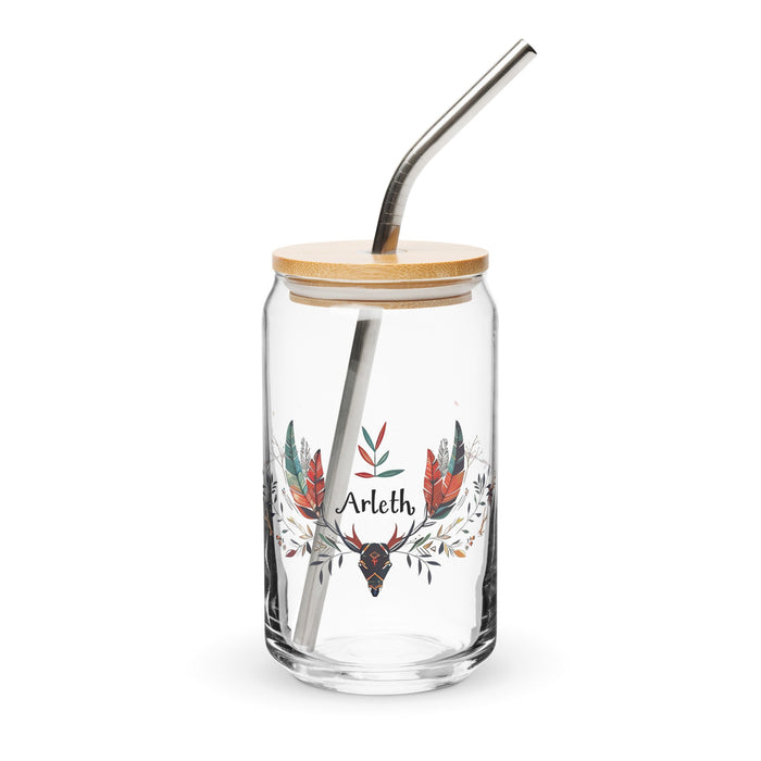 Arleth Exclusive Name Art Piece Can - Shaped Glass Home Office Work Mexican Spanish Pride Gift Cup One - Of - A - Kind Calligraphy Glass | A27 - Mexicada