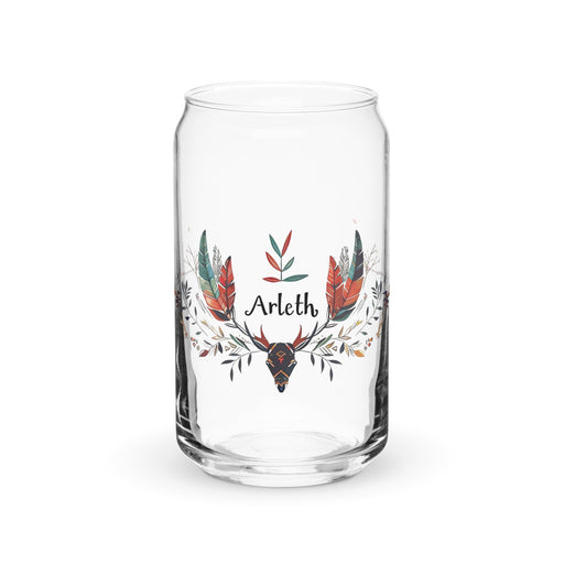 Arleth Exclusive Name Art Piece Can - Shaped Glass Home Office Work Mexican Spanish Pride Gift Cup One - Of - A - Kind Calligraphy Glass | A27 - Mexicada