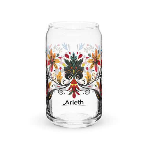 Arleth Exclusive Name Art Piece Can - Shaped Glass Home Office Work Mexican Spanish Pride Gift Cup One - Of - A - Kind Calligraphy Glass | A28 - Mexicada